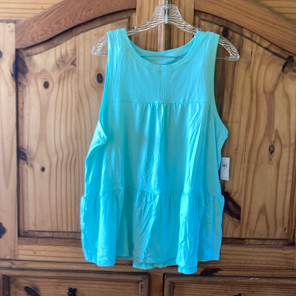 Women's Gap light teal green blue flared tank shirt size XL - NWT